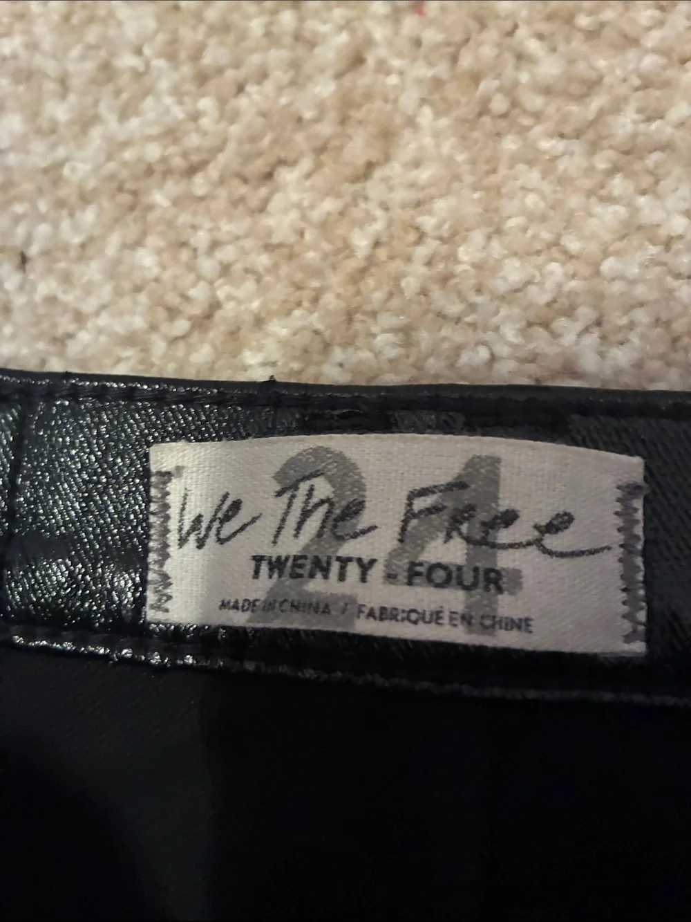 Free People Phoenix Coated Skinny Jeans Black Sz 24